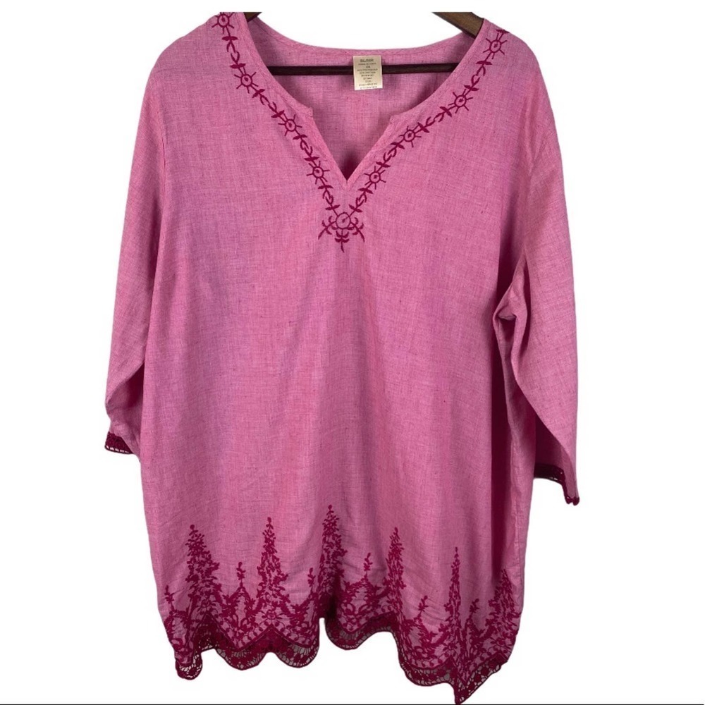 Blair Long Pink Tunic Blouse Top Size 2x